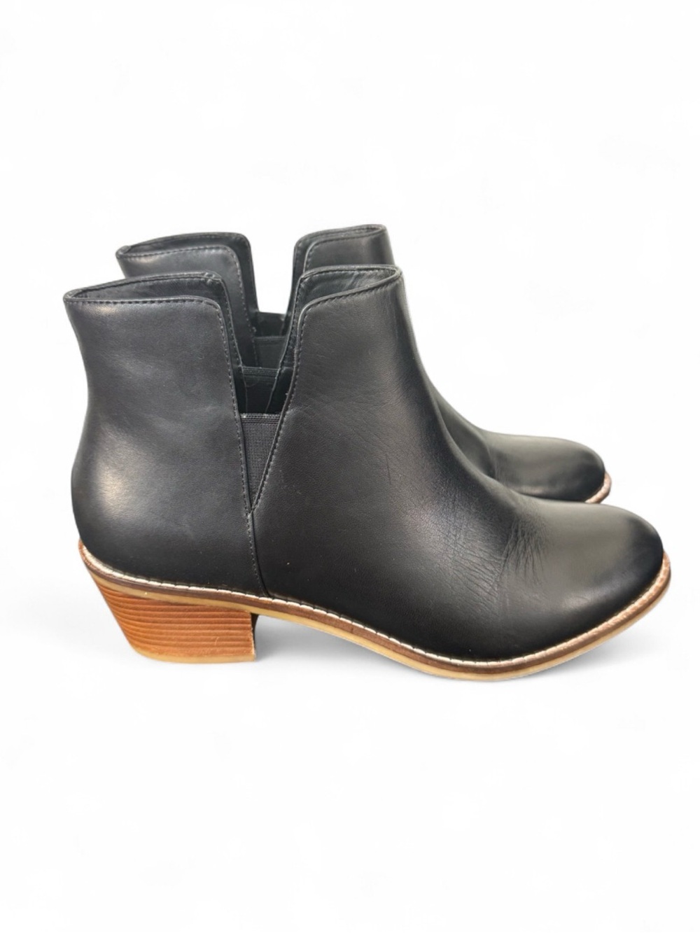 Cole Haan Abbot Black Leather Ankle Booties Block Heel Size 7